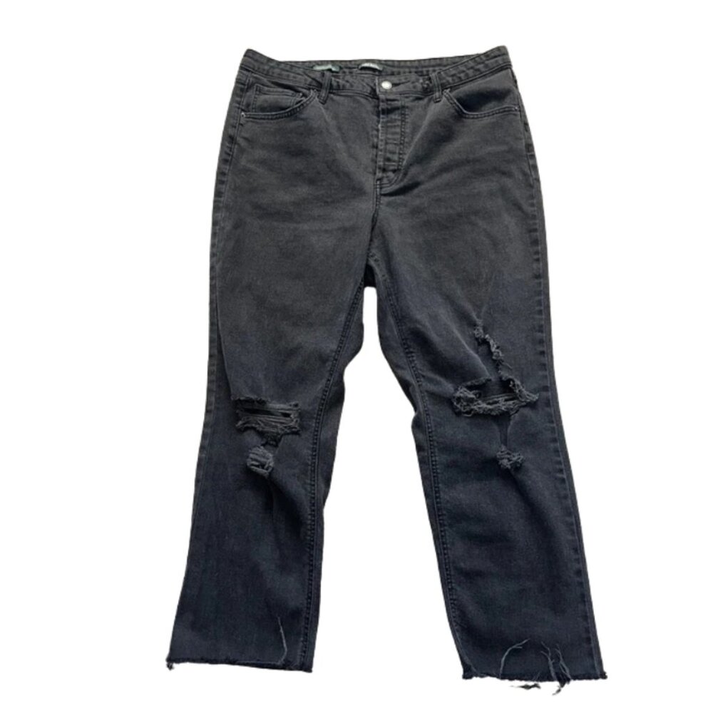 Wild Fable Women’s Black Slim Straight Button-Fly Distressed Raw Hem Jeans Sz 16